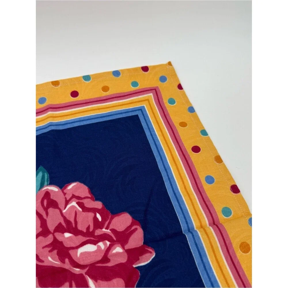 Unbranded Colorful Floral Square Scarf Accessory Polka Dot Overlay